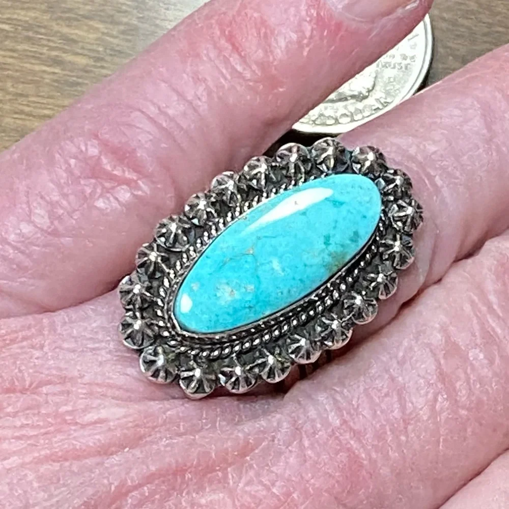Turquoise Silver Ring Native American made - Picture 1 of 12